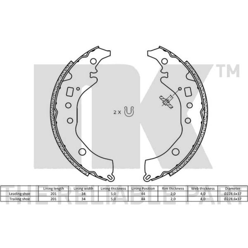 Jeu de mâchoires de frein NK 2745823 - Visuel 1