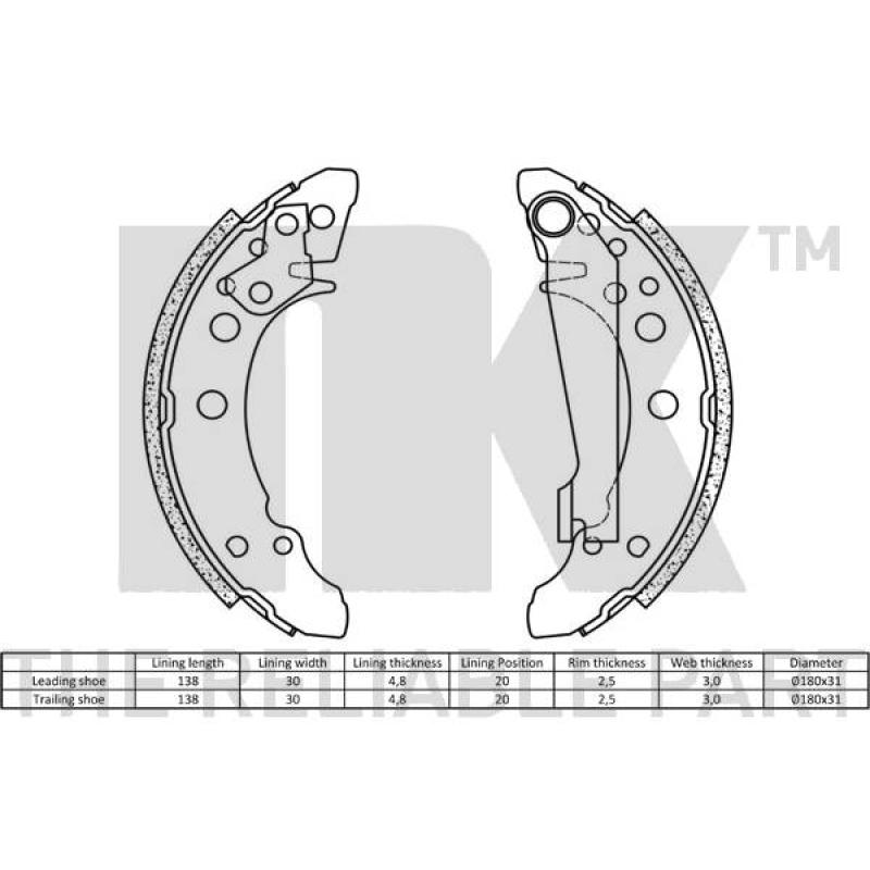 Jeu de mâchoires de frein NK 2747340 - Visuel 1