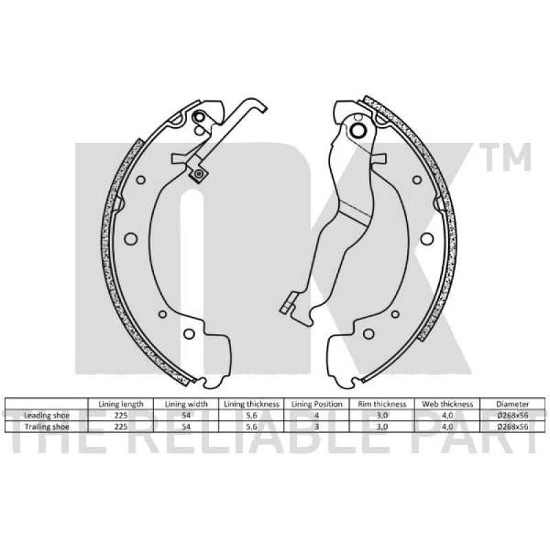 Jeu de mâchoires de frein NK 2747549 - Visuel 1
