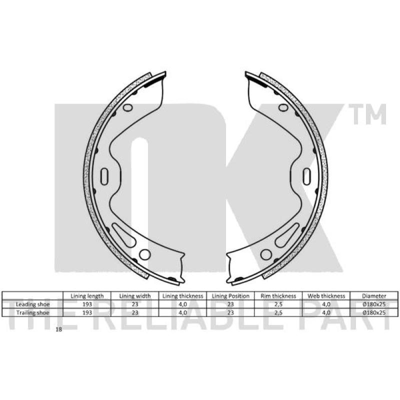 Jeu de mâchoires de frein, frein de stationnement NK 2747865 - Visuel 1