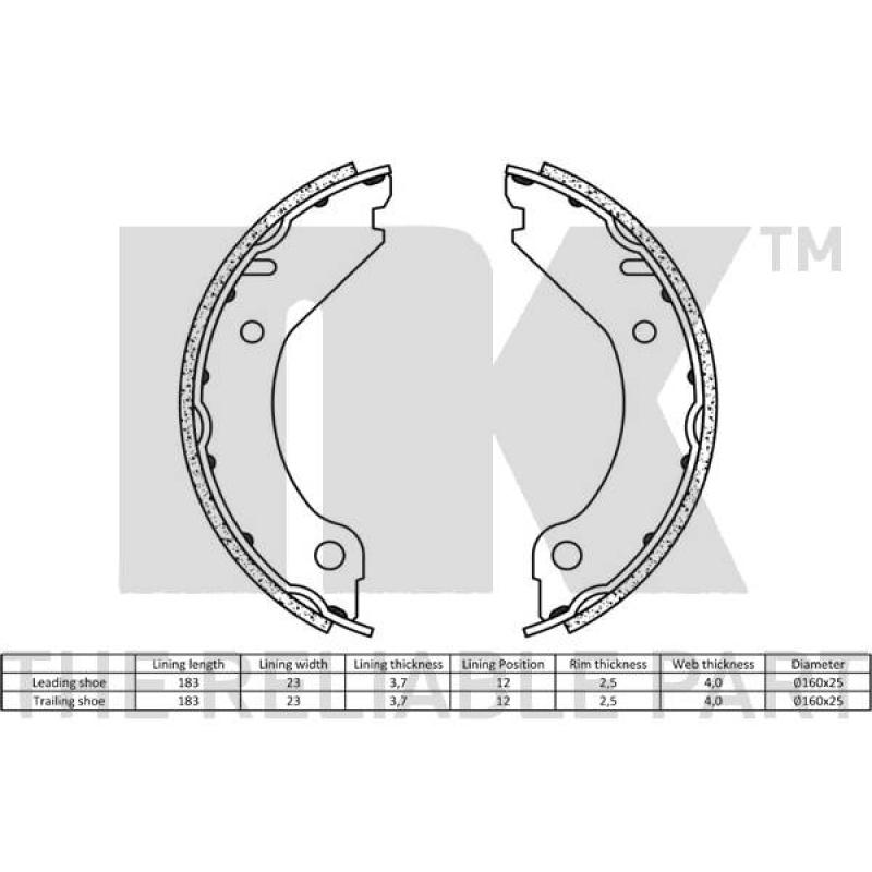Jeu de mâchoires de frein, frein de stationnement NK 2748277 - Visuel 1