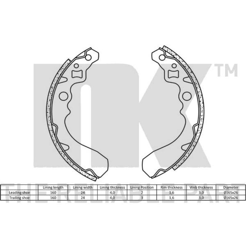 Jeu de mâchoires de frein NK 2751503 - Visuel 1