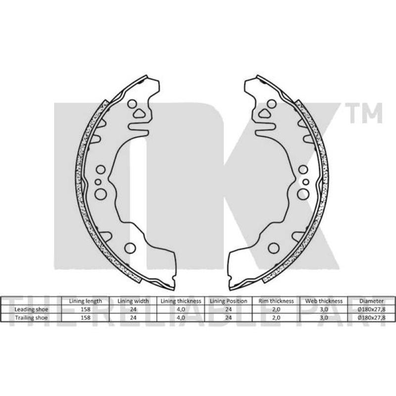 Jeu de mâchoires de frein NK 2751775 - Visuel 1