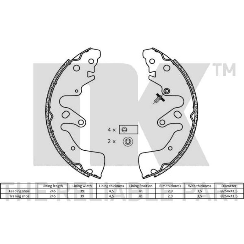 Jeu de mâchoires de frein NK 2752783 - Visuel 1