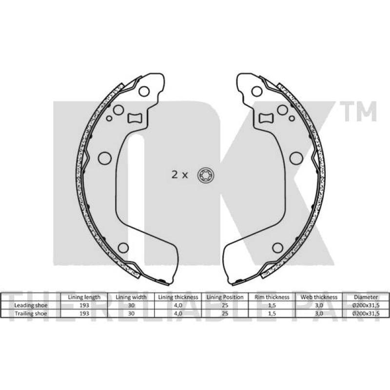 Jeu de mâchoires de frein NK 2752806 - Visuel 1