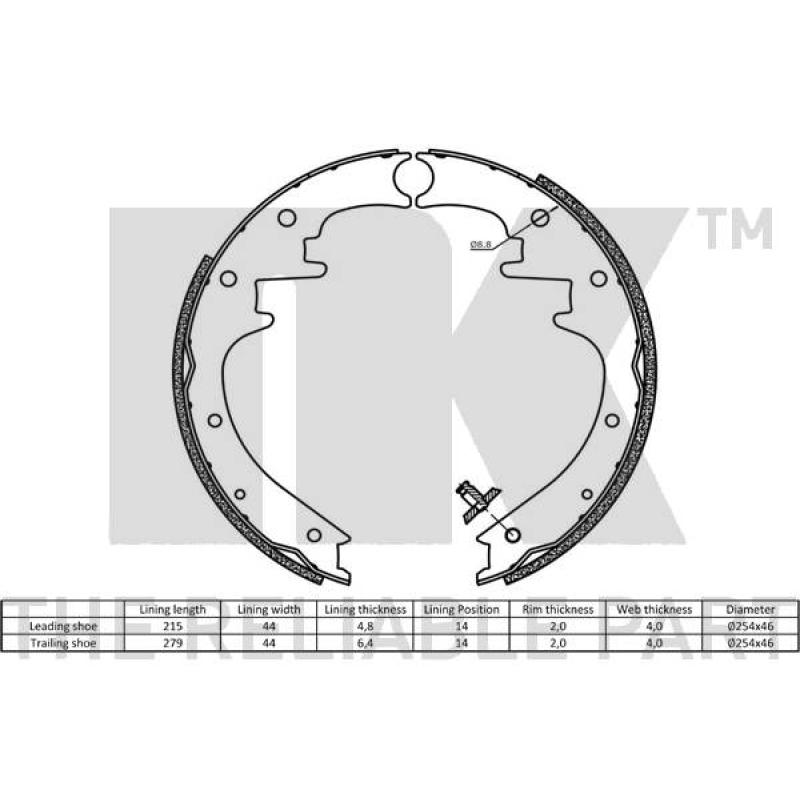 Jeu de mâchoires de frein NK 2793639 - Visuel 1