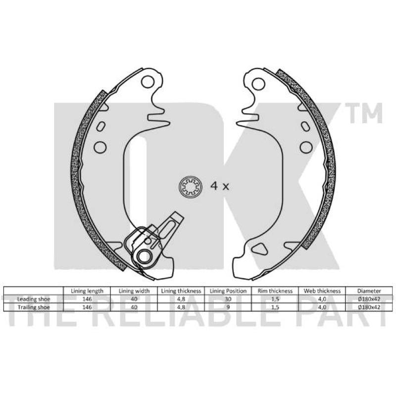 Jeu de mâchoires de frein NK 2799372 - Visuel 1