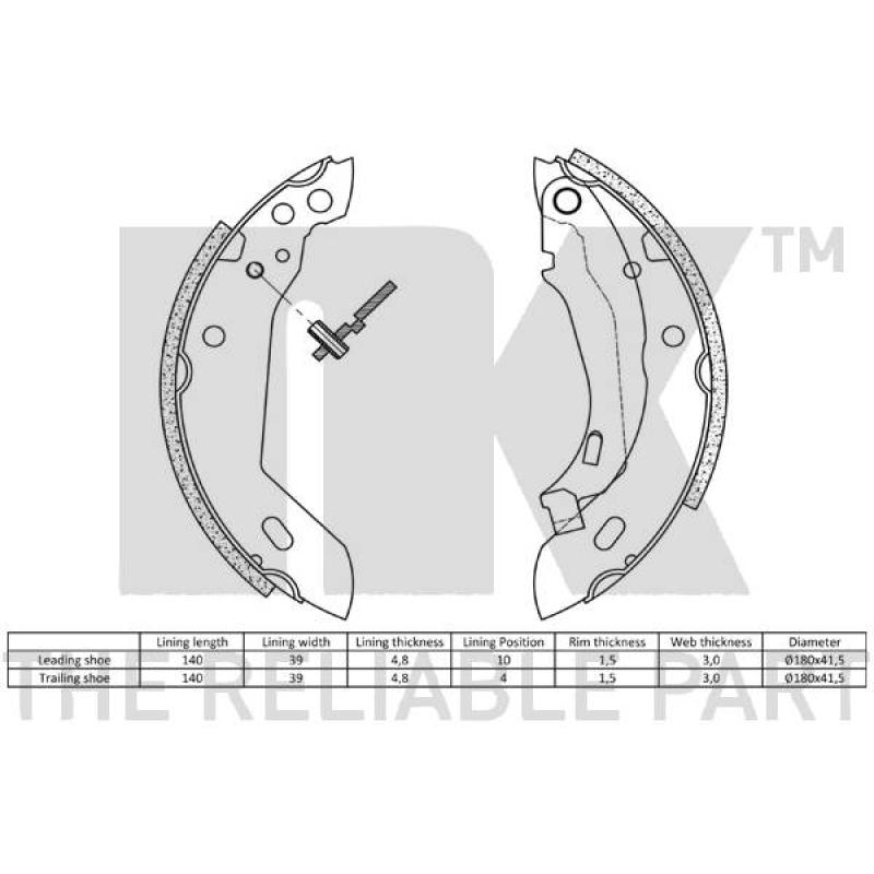 Jeu de mâchoires de frein NK 2799389 - Visuel 1