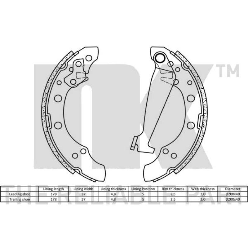 Jeu de mâchoires de frein NK 2799520 - Visuel 1