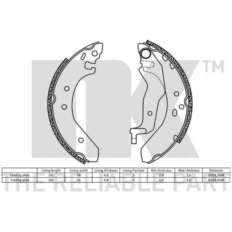 Jeu de mâchoires de frein NK 2799527 - Visuel 1