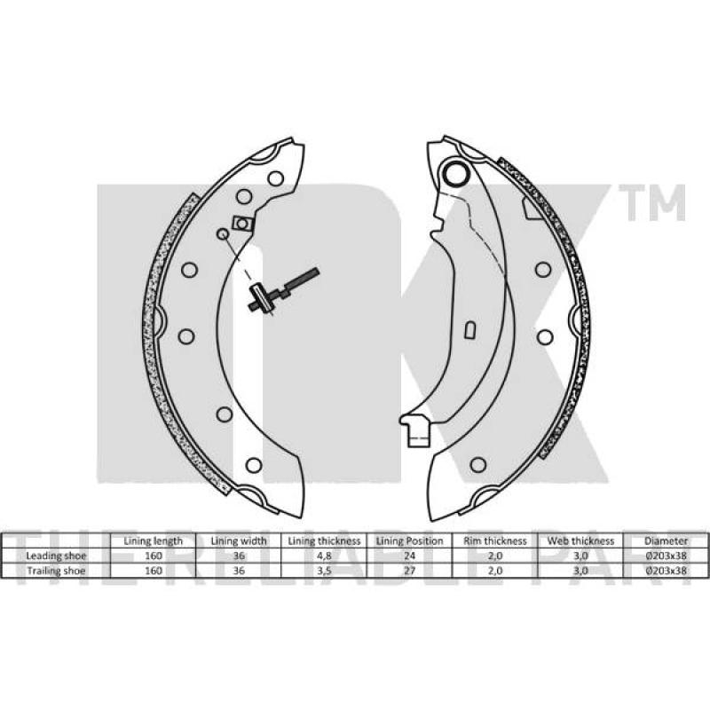 Jeu de mâchoires de frein NK 2799572 - Visuel 1