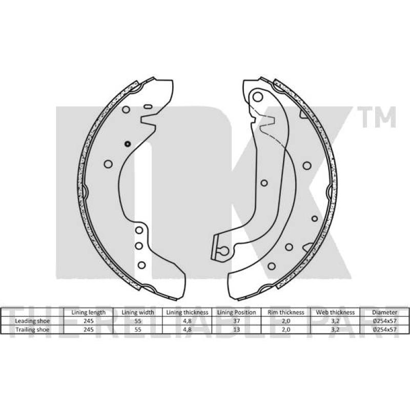 Jeu de mâchoires de frein NK 2799577 - Visuel 1