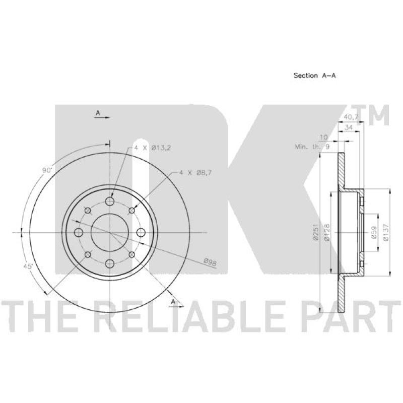 Jeu de 2 disques de frein arrière NK 311028 - Visuel 2