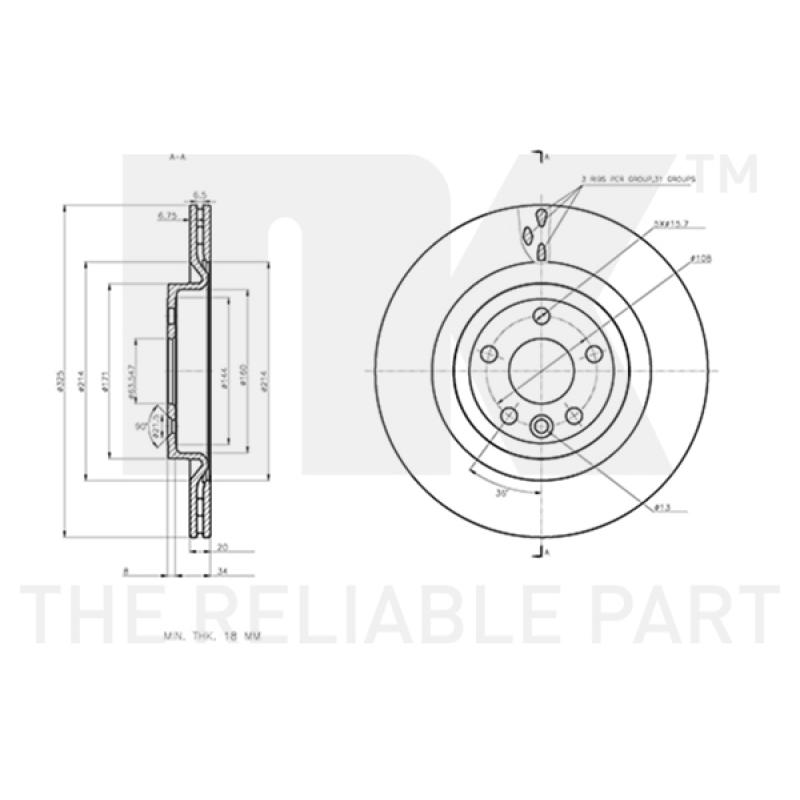 Jeu de 2 disques de frein arrière NK 311229 - Visuel 2
