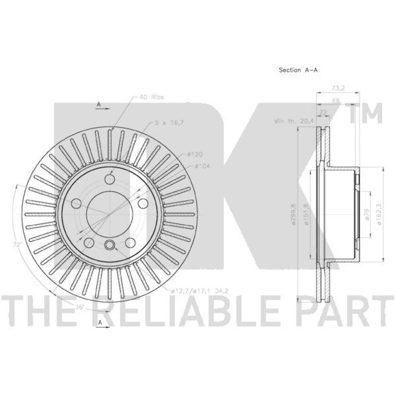 Jeu de 2 disques de frein avant NK 3115101 - Visuel 2