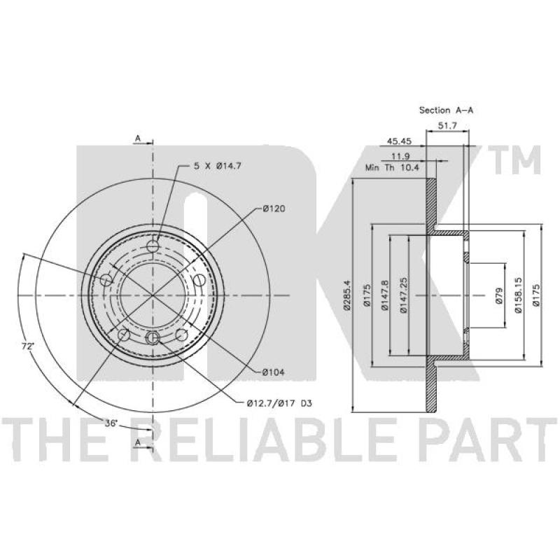 Jeu de 2 disques de frein avant NK 311524 - Visuel 2