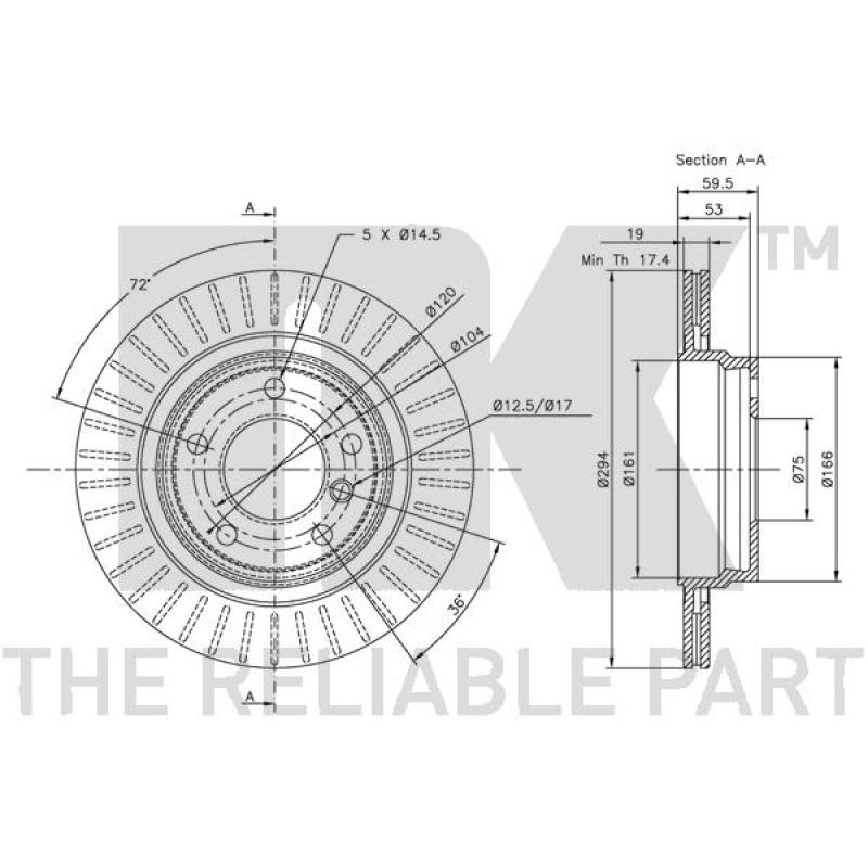 Jeu de 2 disques de frein arrière NK 311541 - Visuel 2