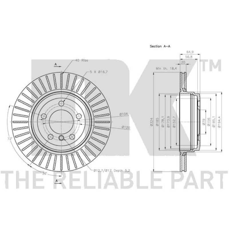 Jeu de 2 disques de frein arrière NK 311578 - Visuel 2