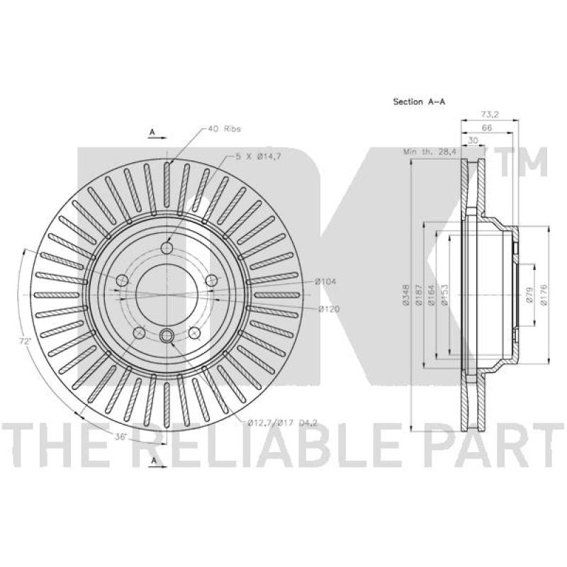 Jeu de 2 disques de frein avant NK 311580 - Visuel 2