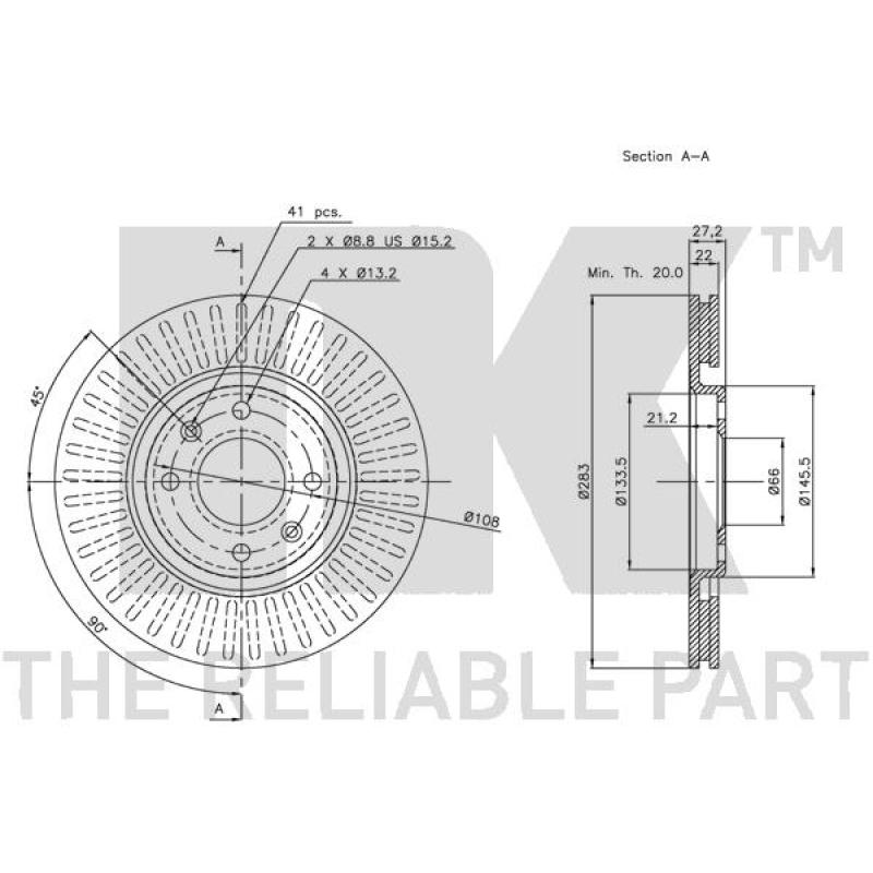 Jeu de 2 disques de frein avant NK 311919 - Visuel 2