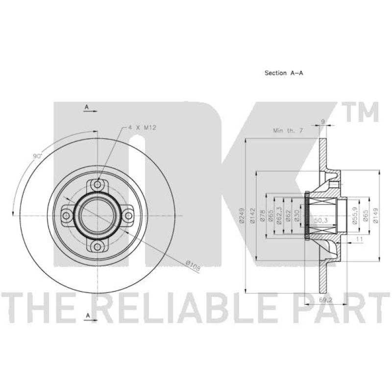 Jeu de 2 disques de frein arrière NK 311952 - Visuel 2