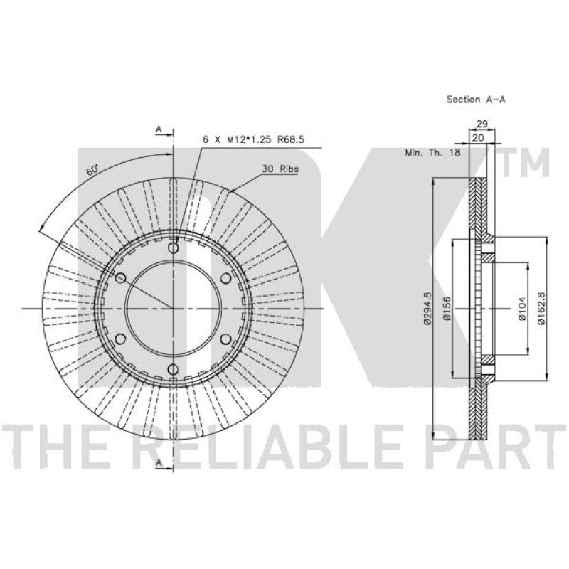 Jeu de 2 disques de frein avant NK 312227 - Visuel 2