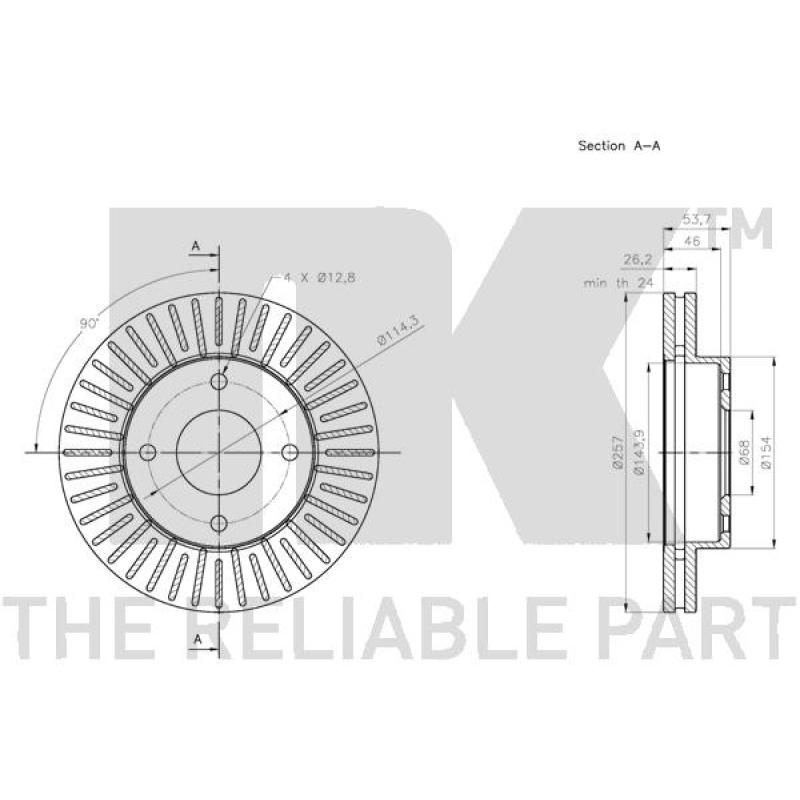 Jeu de 2 disques de frein avant NK 312279 - Visuel 2