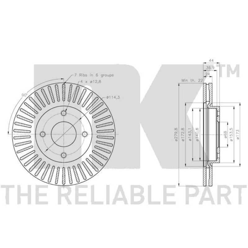 Jeu de 2 disques de frein avant NK 312283 - Visuel 2