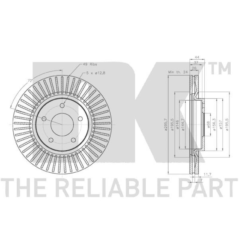 Jeu de 2 disques de frein avant NK 312294 - Visuel 2