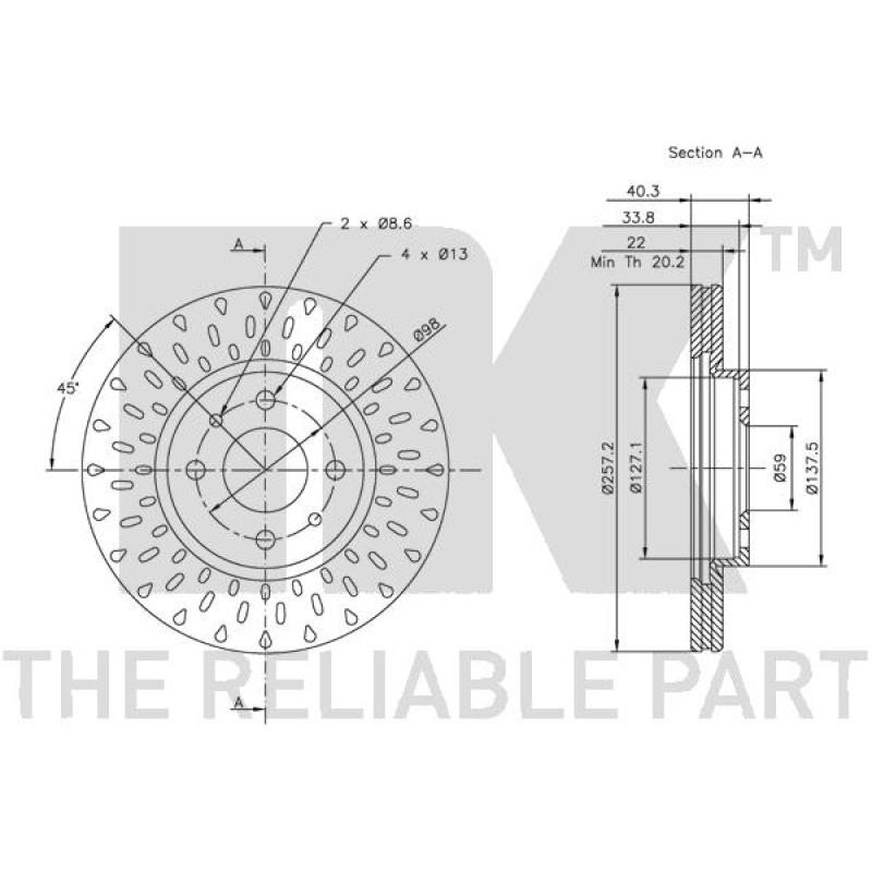 Jeu de 2 disques de frein avant NK 312336 - Visuel 2