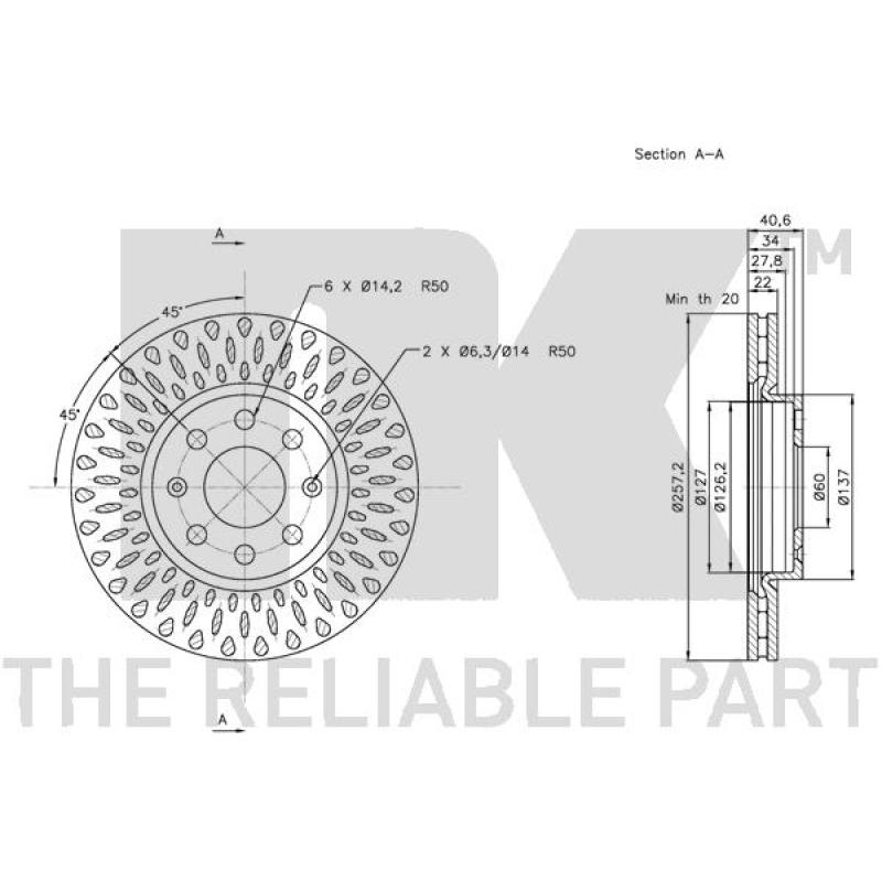 Jeu de 2 disques de frein avant NK 312348 - Visuel 2