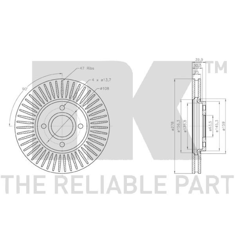 Jeu de 2 disques de frein avant NK 3125103 - Visuel 2