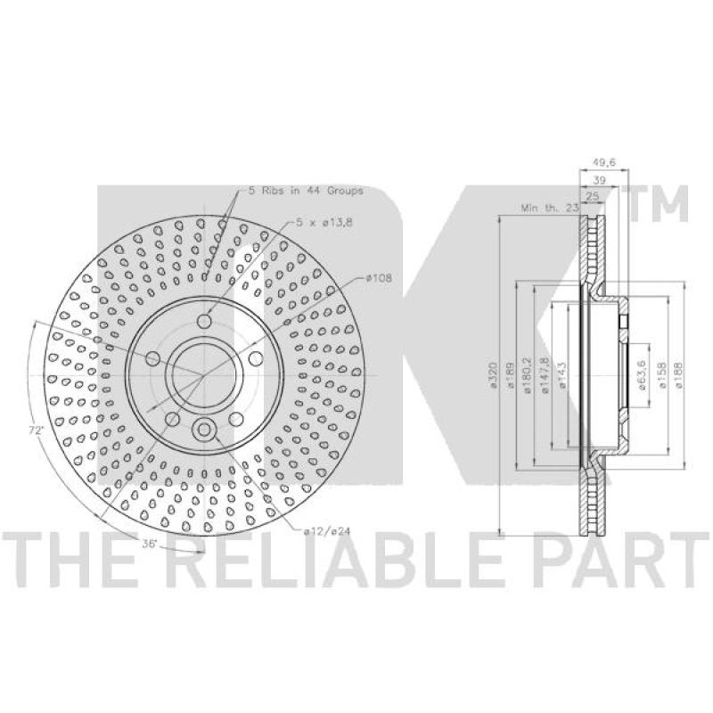 Jeu de 2 disques de frein avant NK 3125105 - Visuel 2