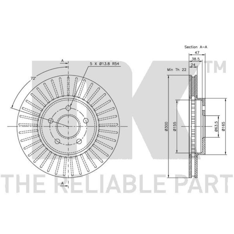 Jeu de 2 disques de frein avant NK 312550 - Visuel 2