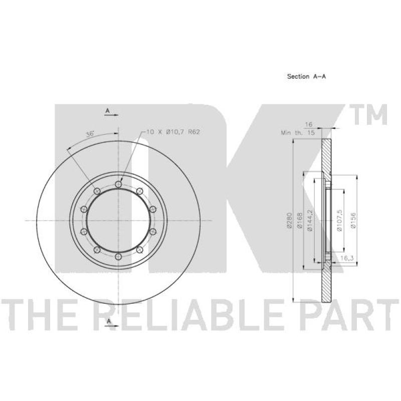 Jeu de 2 disques de frein arrière NK 312577 - Visuel 2