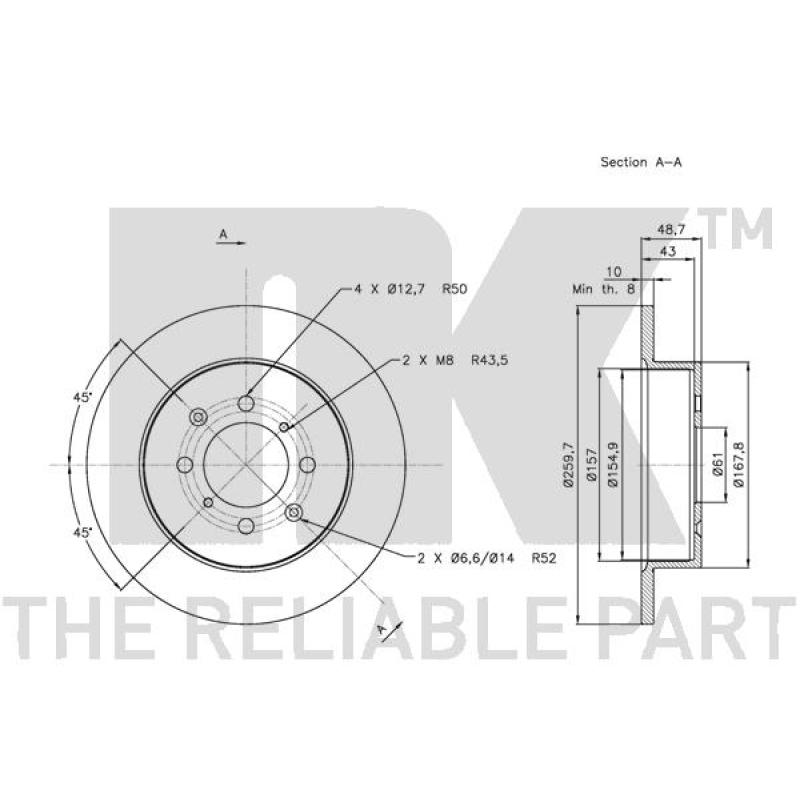 Jeu de 2 disques de frein arrière NK 312633 - Visuel 2