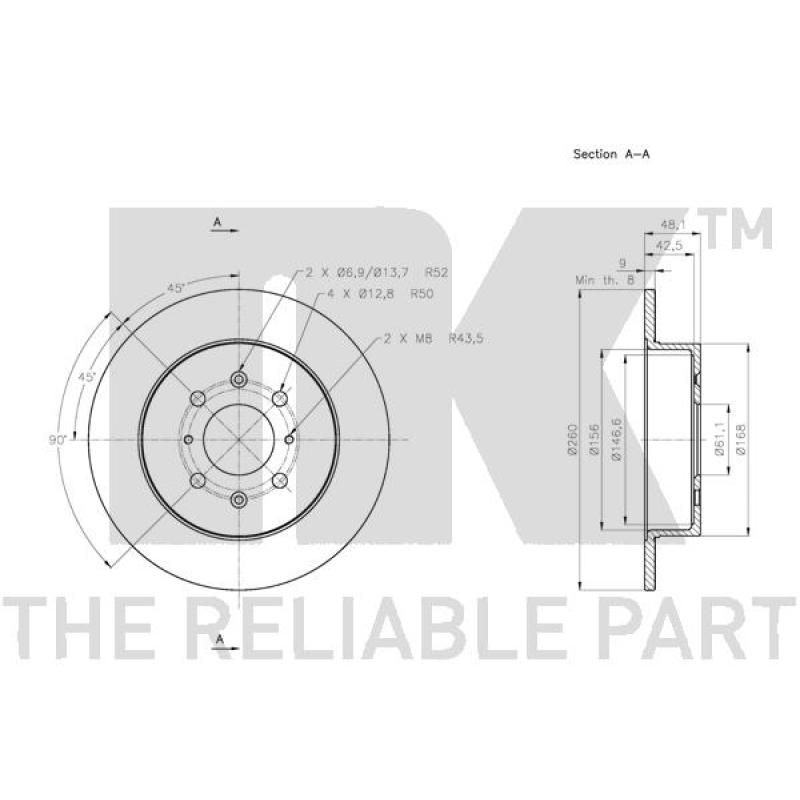 Jeu de 2 disques de frein arrière NK 312643 - Visuel 2