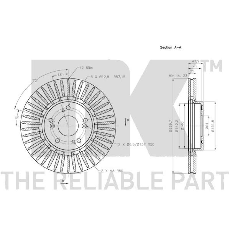 Jeu de 2 disques de frein avant NK 312646 - Visuel 2