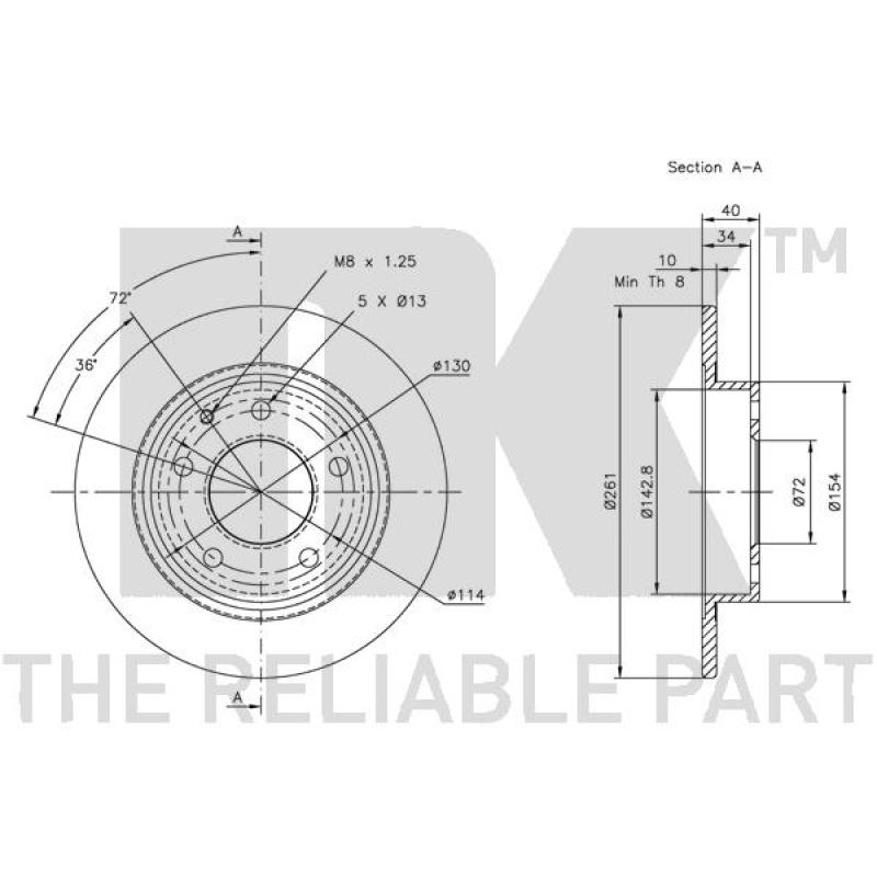 Jeu de 2 disques de frein arrière NK 313228 - Visuel 2