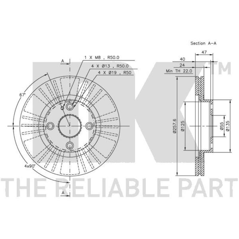 Jeu de 2 disques de frein avant NK 313235 - Visuel 2