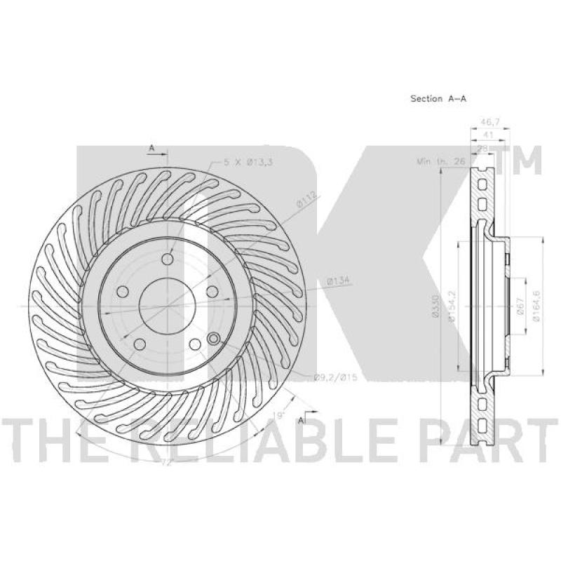 Jeu de 2 disques de frein avant NK 3133114 - Visuel 2