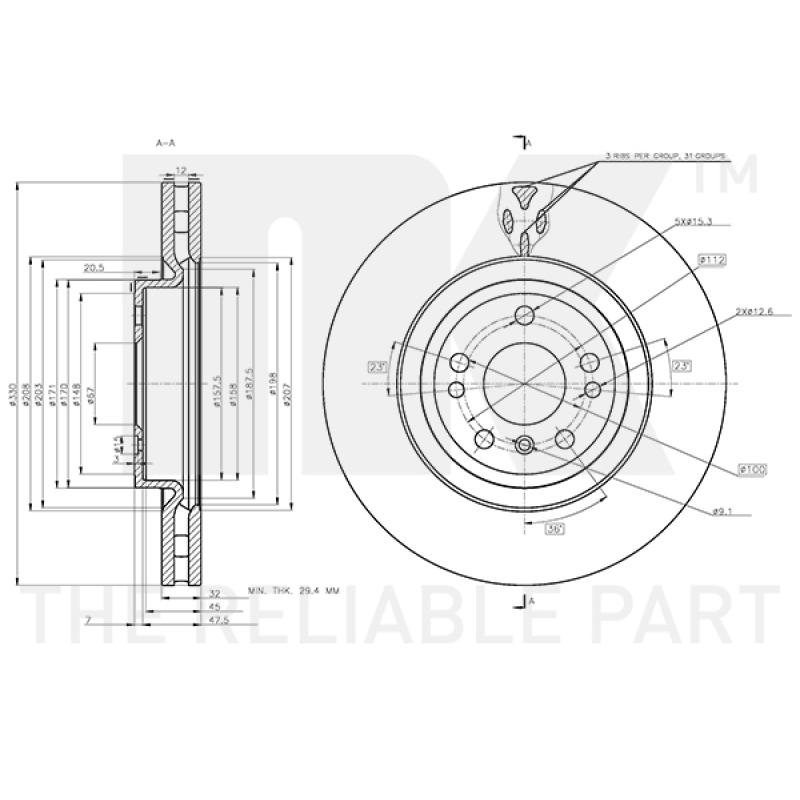 Jeu de 2 disques de frein avant NK 3133140 - Visuel 2