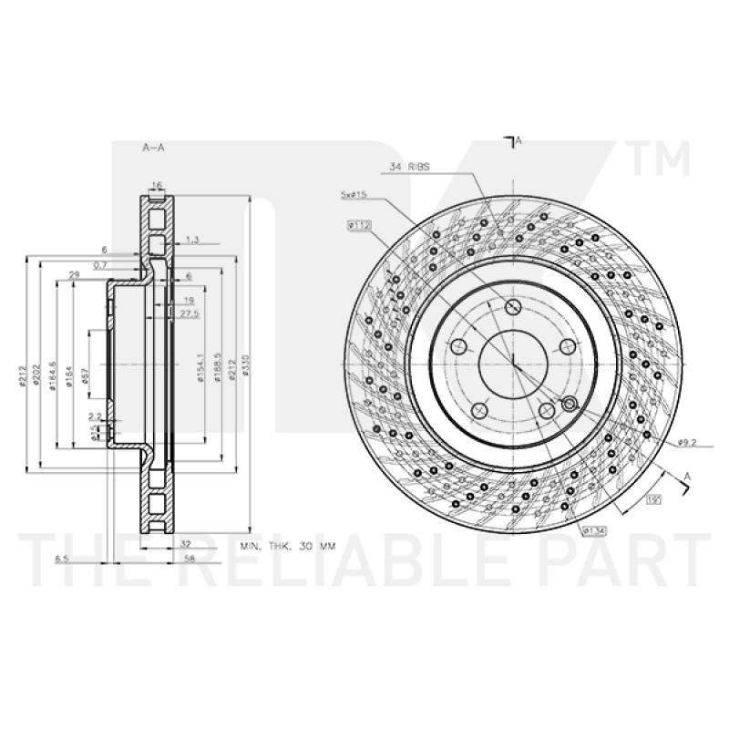 Jeu de 2 disques de frein avant NK 3133147 - Visuel 2
