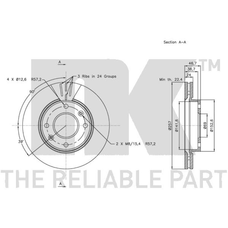 Jeu de 2 disques de frein avant NK 313410 - Visuel 2