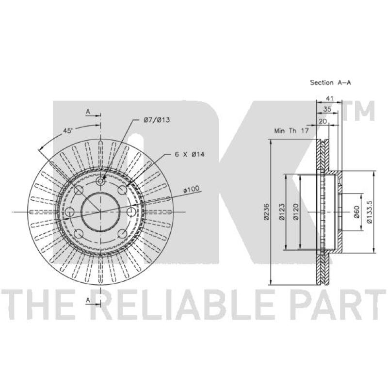 Jeu de 2 disques de frein avant NK 313608 - Visuel 2