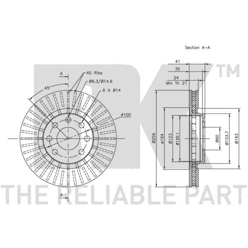 Jeu de 2 disques de frein avant NK 313613 - Visuel 2