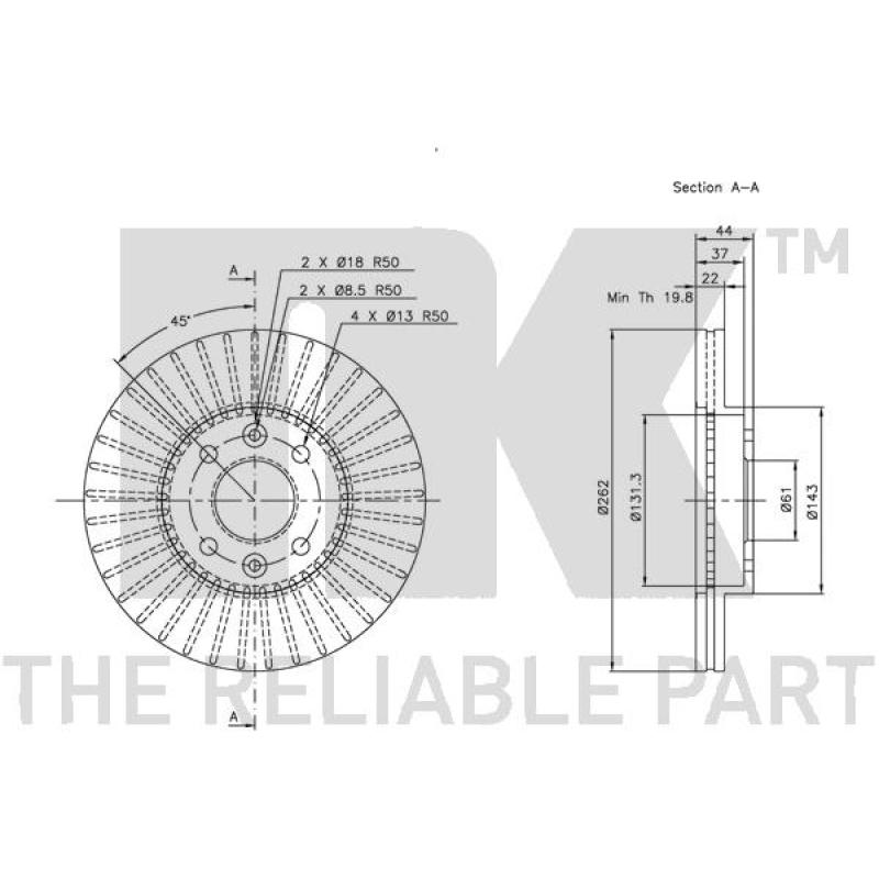 Jeu de 2 disques de frein avant NK 313911 - Visuel 2