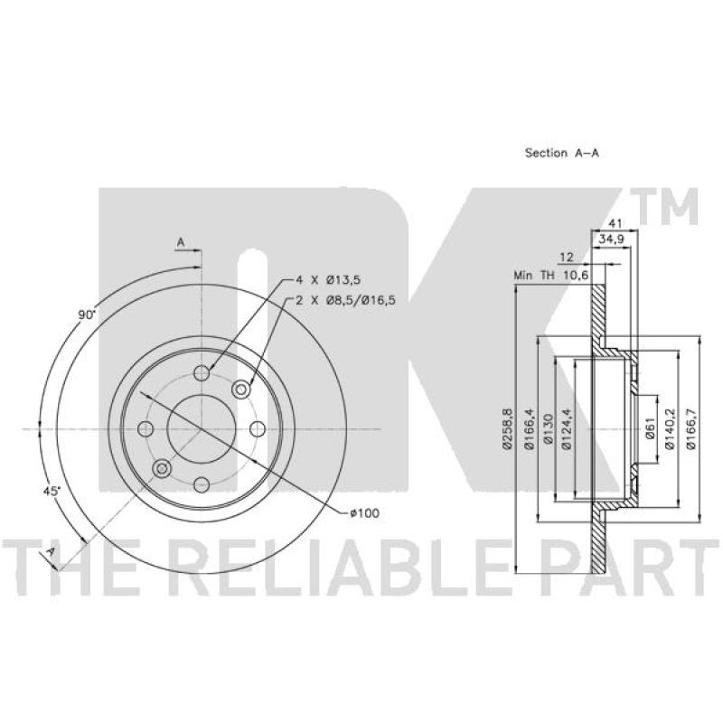 Jeu de 2 disques de frein avant NK 313939 - Visuel 2