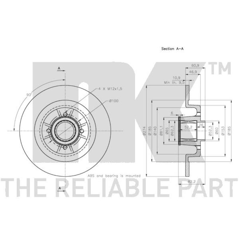 Jeu de 2 disques de frein arrière NK 313967 - Visuel 2