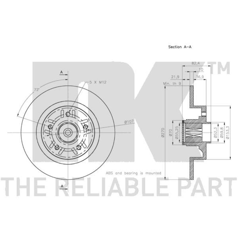 Jeu de 2 disques de frein arrière NK 313990 - Visuel 2